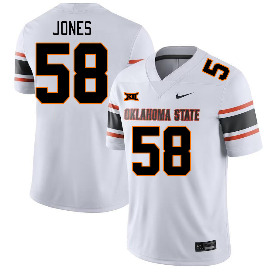 Men #58 Kaden Jones Oklahoma State Cowboys College Football Jerseys Stitched-White